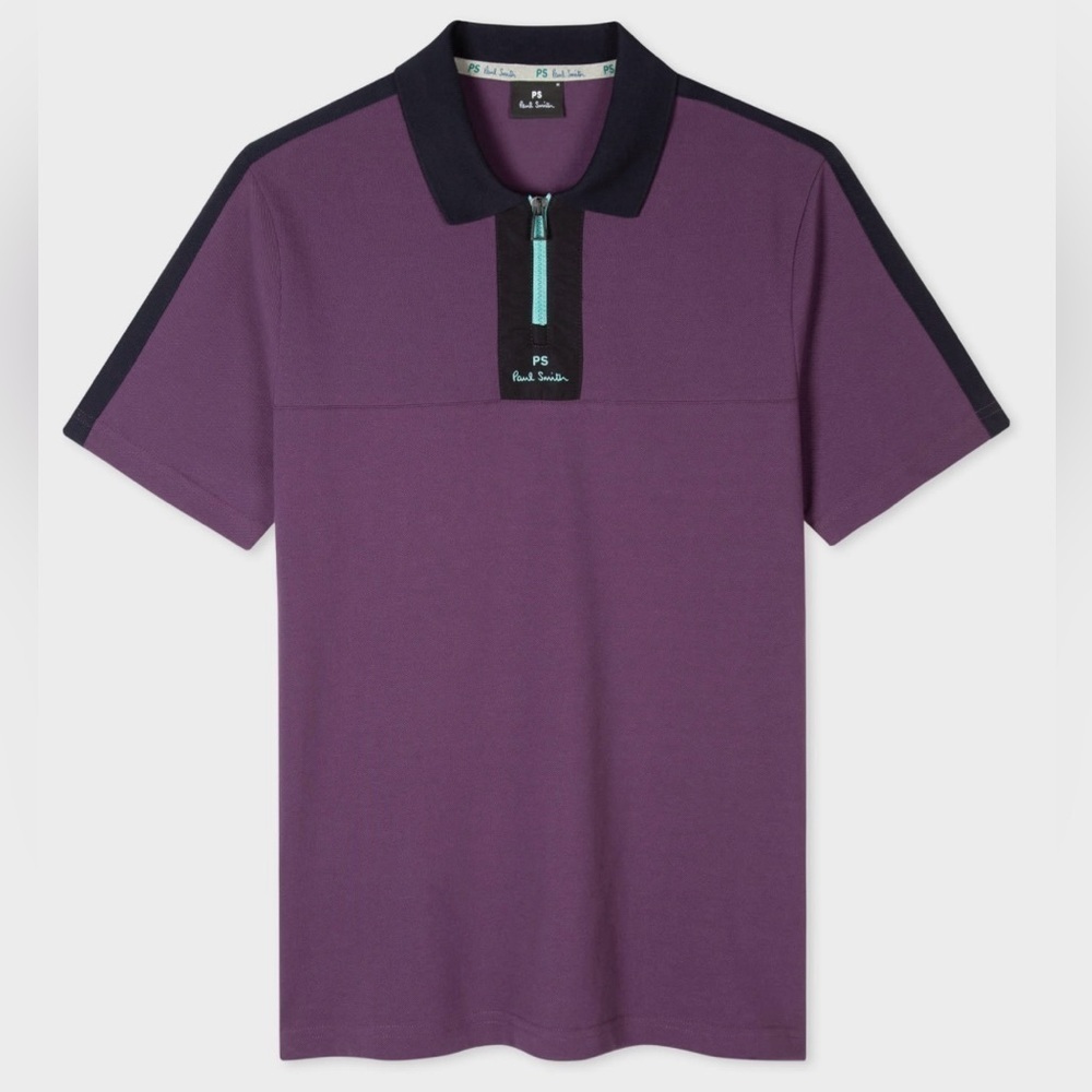 PS Paul Smith Purple Polo Shirt with Zip Collar – Size XS
